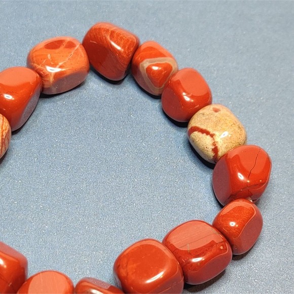RED JASPER STRETCHY NUGGET BRACELET NATURAL STONE w/ FREE FELT POUCH-NB07 - Picture 5 of 8